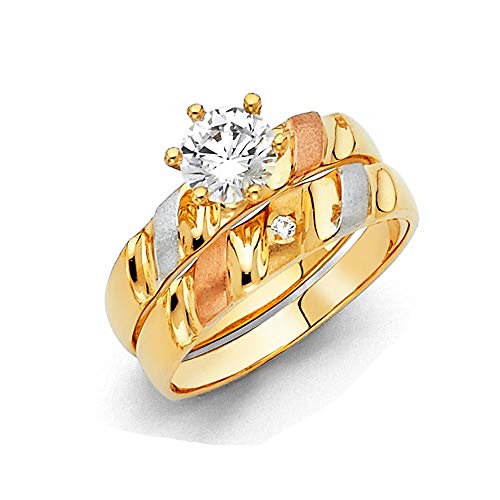 Paradise Jewelers Anillo de compromiso de oro macizo